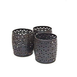 Lampion na T-light stary metal Miedziany ażurowy Kwiaty 10x10cm